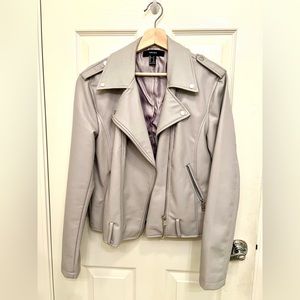 Lavender / gray faux leather jacket. Size L.